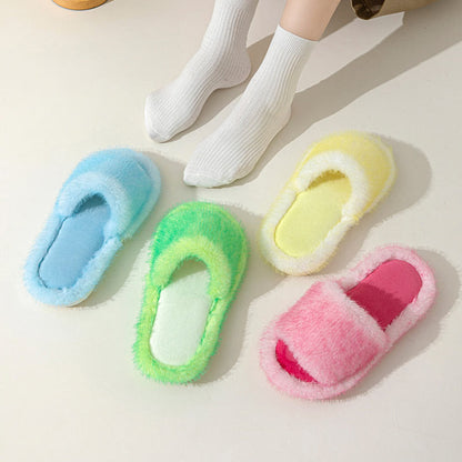 Plus Size Candy Color Plush Slippers