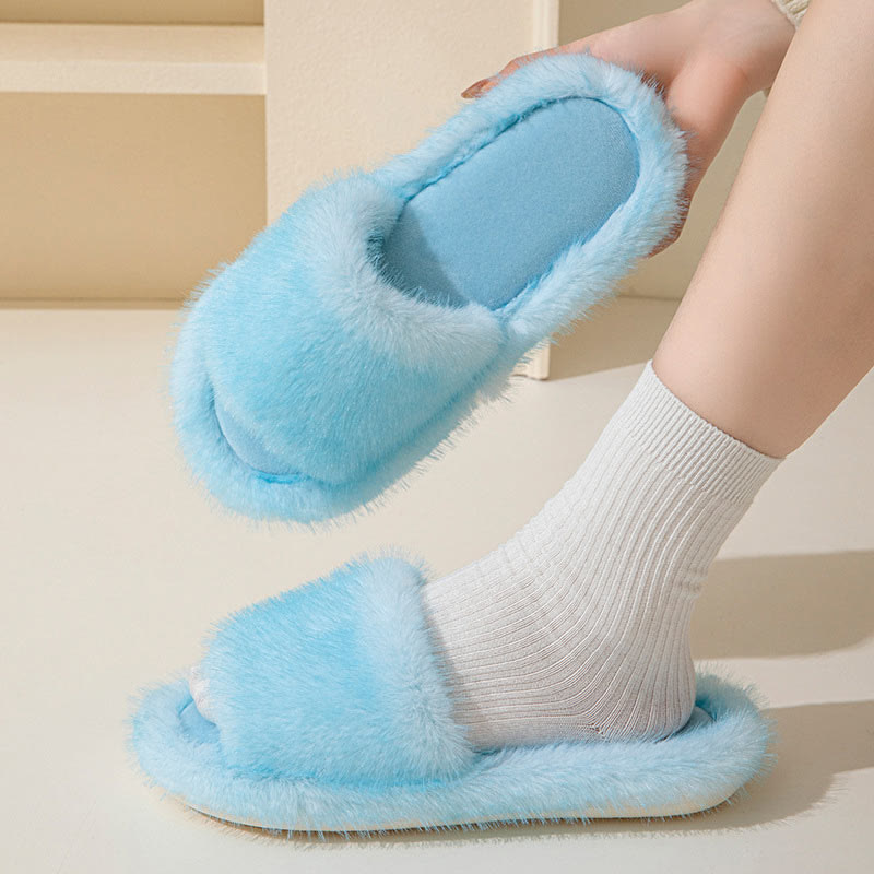 Plus Size Candy Color Plush Slippers