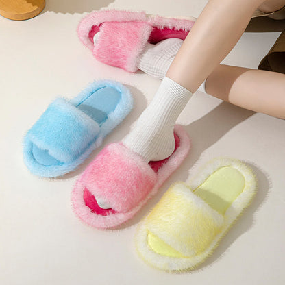 Plus Size Candy Color Plush Slippers