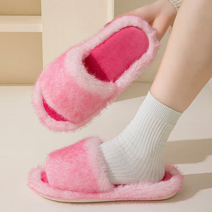 Plus Size Candy Color Plush Slippers