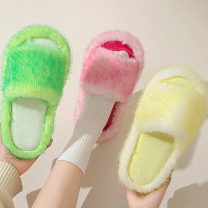 Plus Size Candy Color Plush Slippers