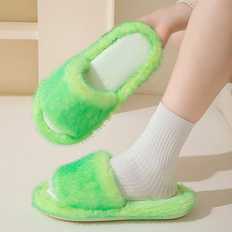 Plus Size Candy Color Plush Slippers