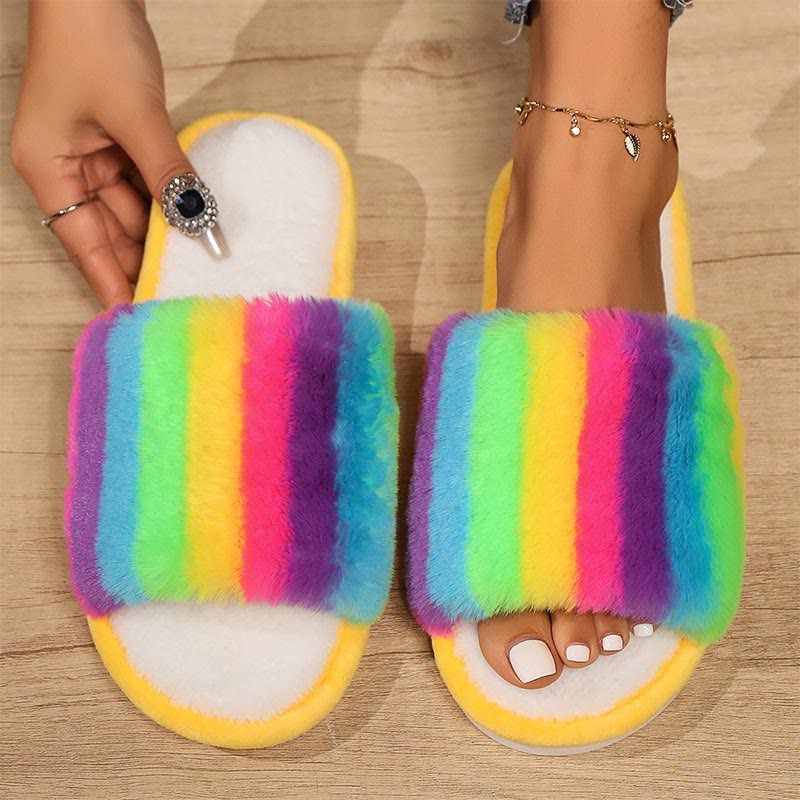 Plus Size Rainbow Slippers