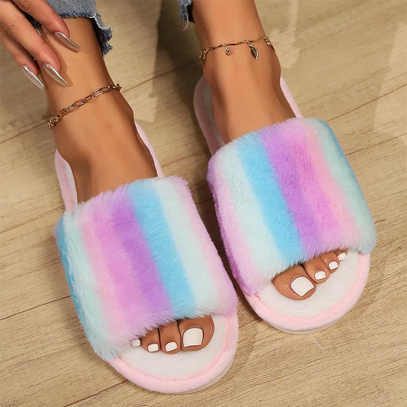 Plus Size Rainbow Slippers