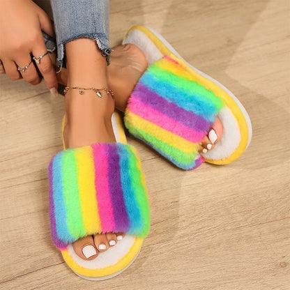 Plus Size Rainbow Slippers