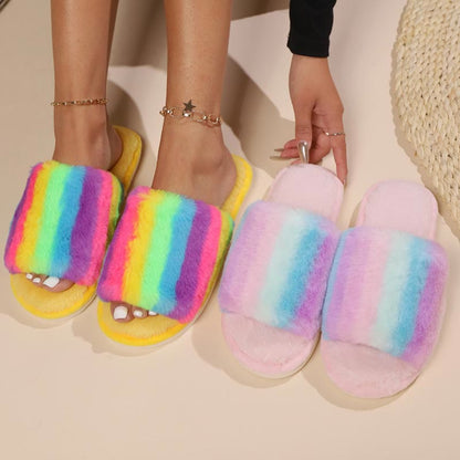 Plus Size Rainbow Slippers