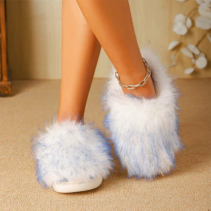 Plus Size Long Fur Plush Slippers