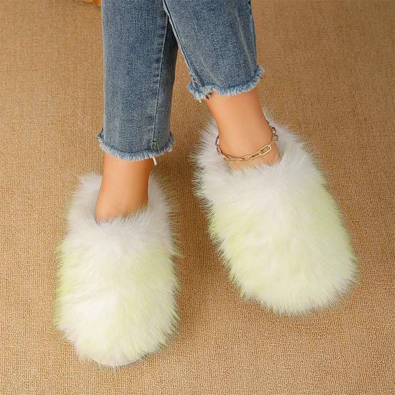 Plus Size Long Fur Plush Slippers