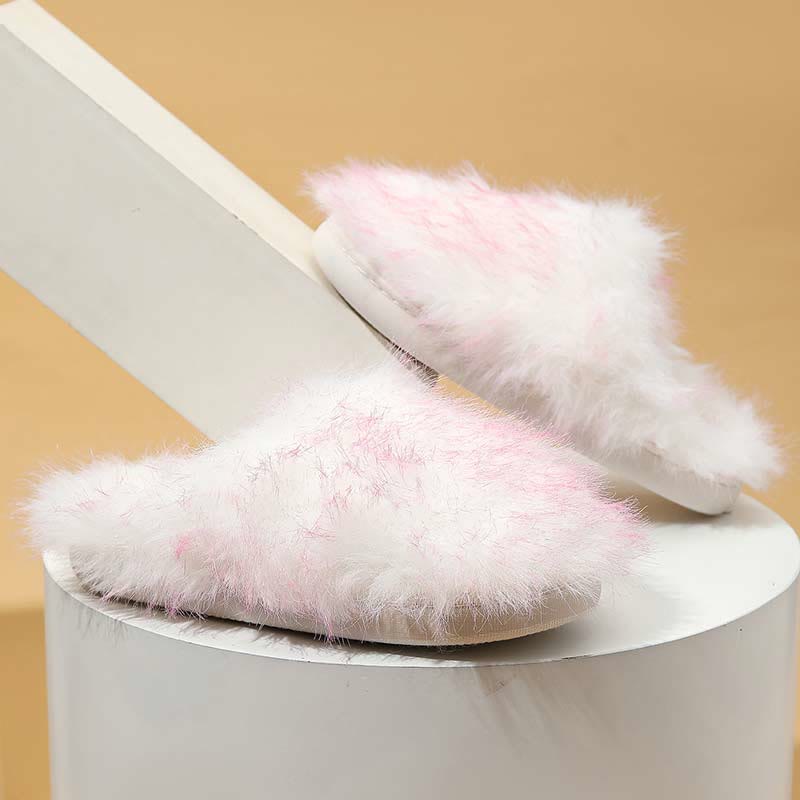 Plus Size Long Fur Plush Slippers