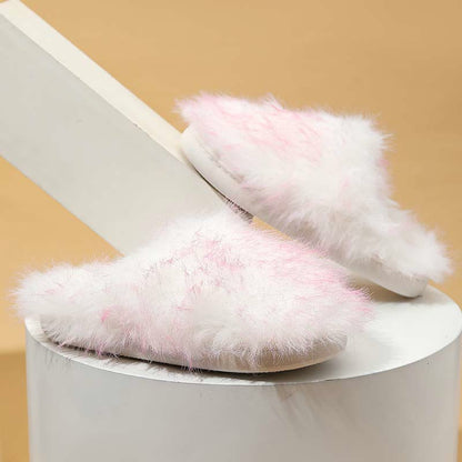 Plus Size Long Fur Plush Slippers