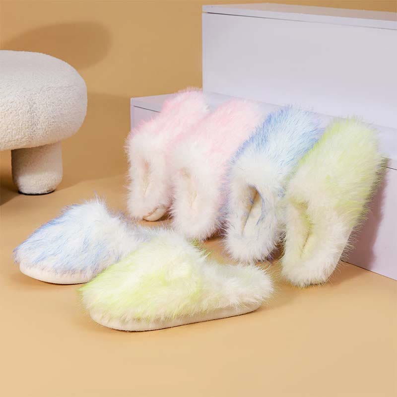 Plus Size Long Fur Plush Slippers