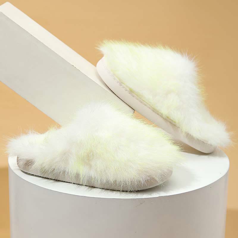 Plus Size Long Fur Plush Slippers