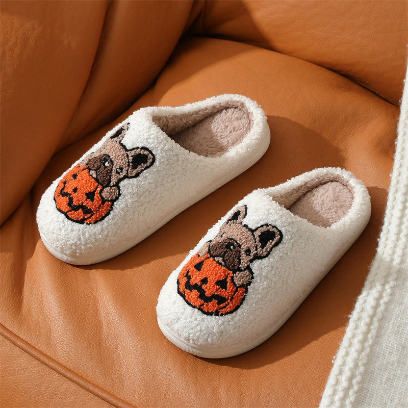 Plus Size Puppy Pumpkin Slippers