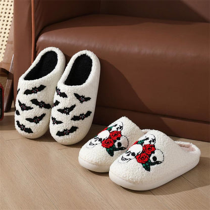 Plus Size Bat Skull Slippers