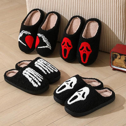 Plus Size Ghost Face Hand Heart Slippers