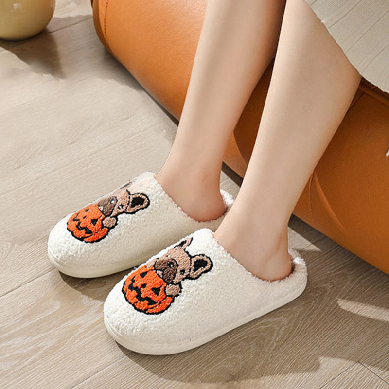 Plus Size Puppy Pumpkin Slippers