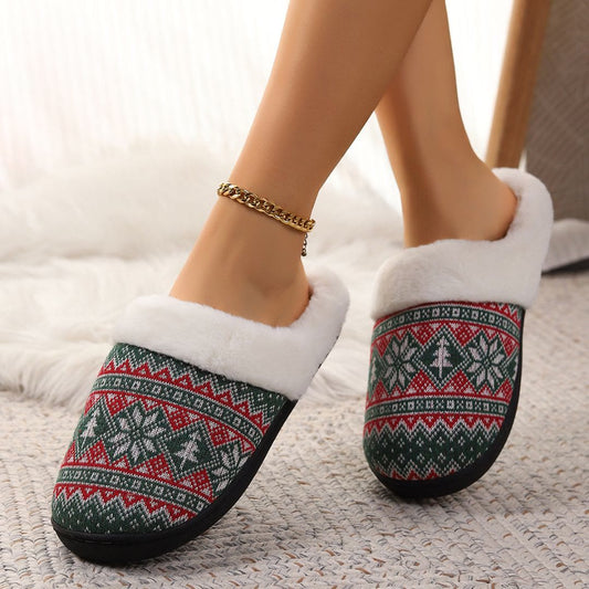 Plus Size Green Snowflake Slippers