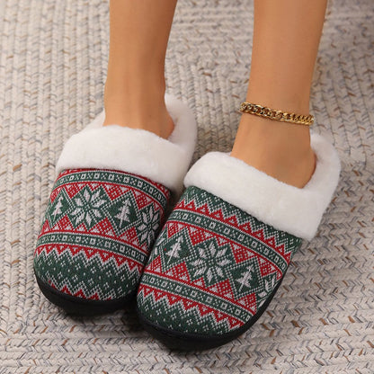 Plus Size Green Snowflake Slippers