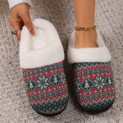 Plus Size Green Snowflake Slippers