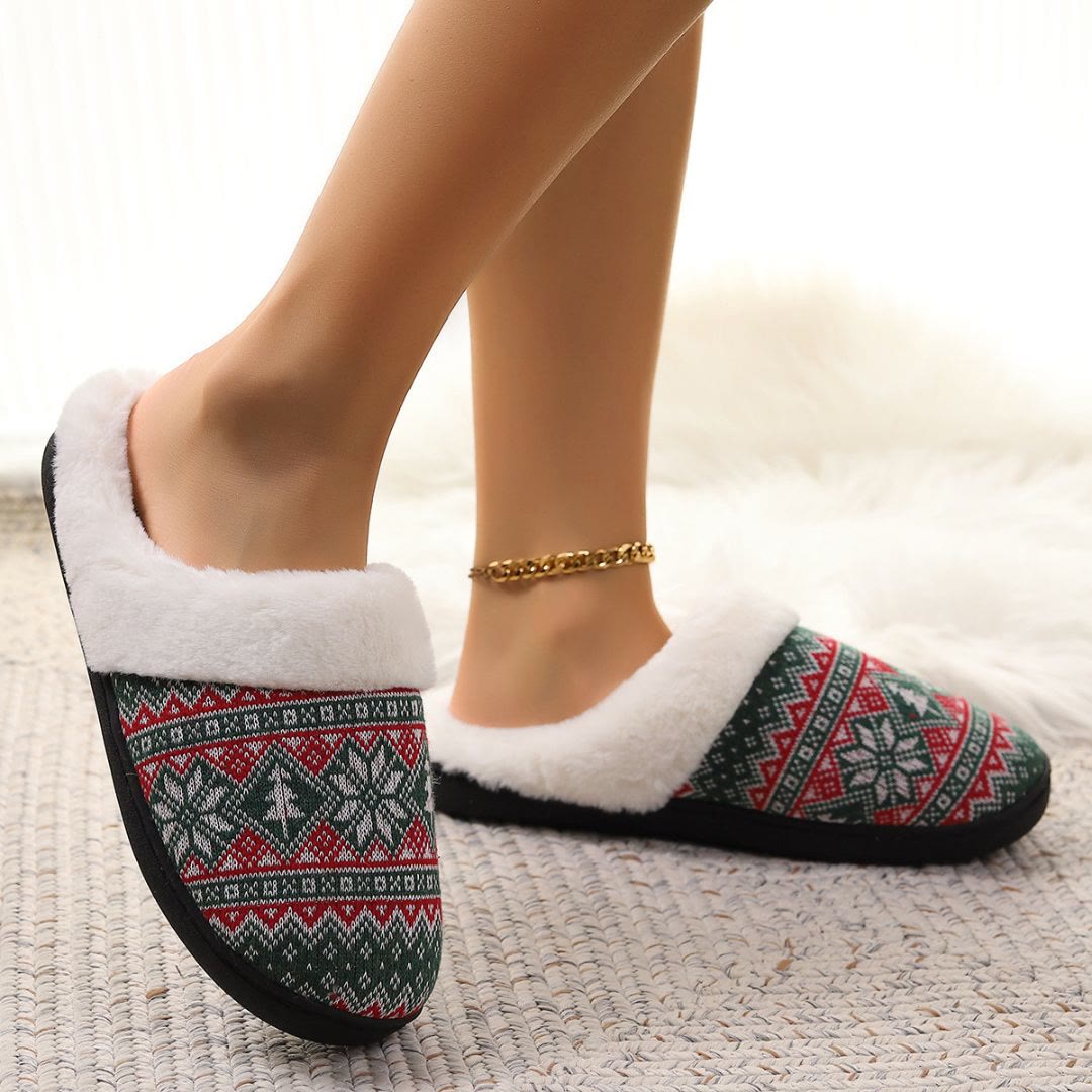 Plus Size Green Snowflake Slippers