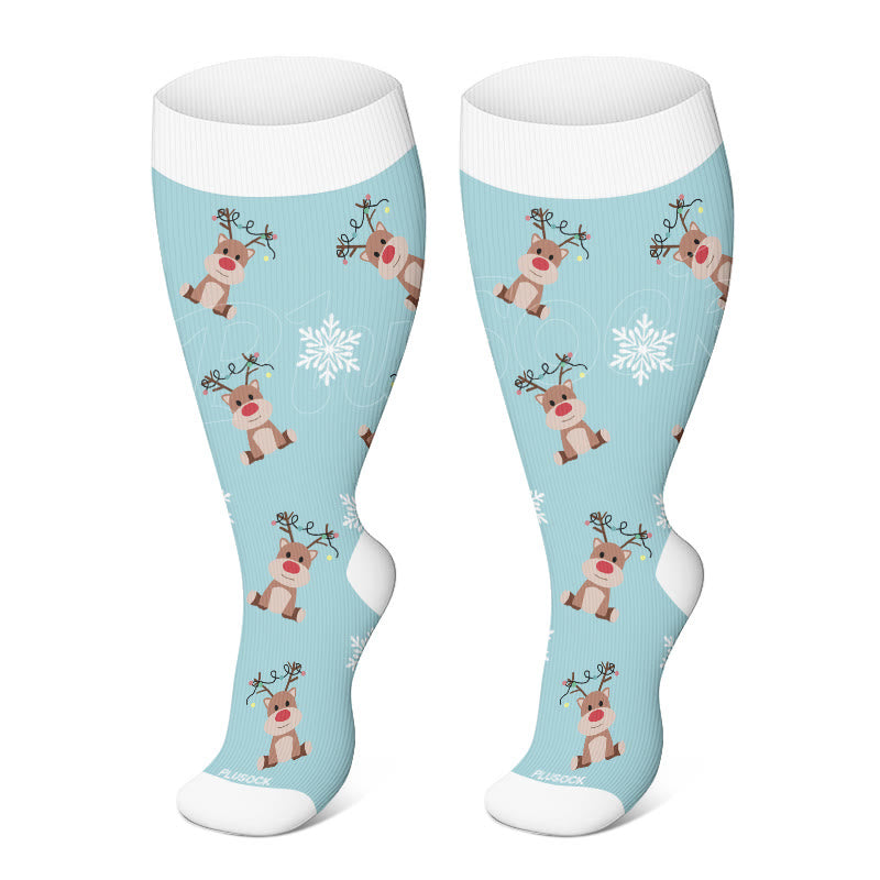 » Plus Size Snowman Elk Gingerbread Man Compression Socks (100% off)