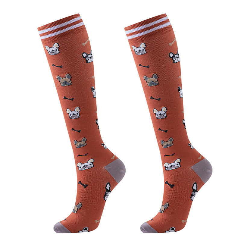 Purple Puppy Series Pattern Compression Socks(6 Pairs)