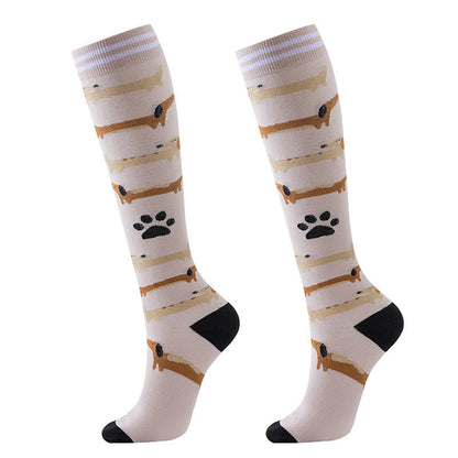 Purple Puppy Series Pattern Compression Socks(6 Pairs)