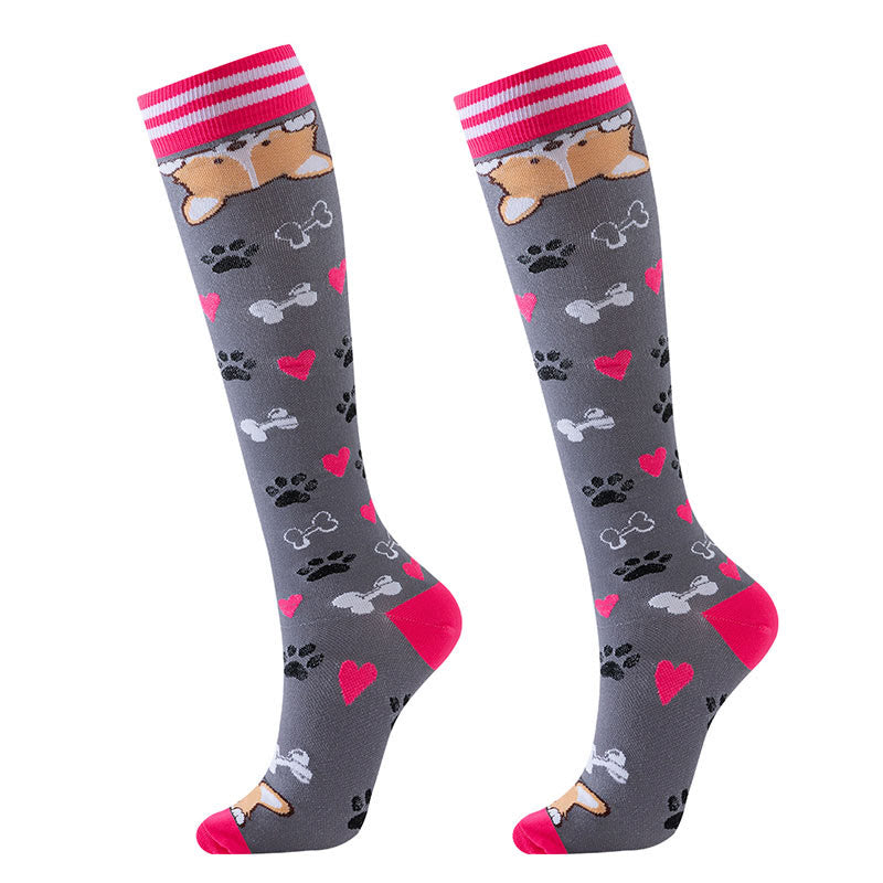 Purple Puppy Series Pattern Compression Socks(6 Pairs)