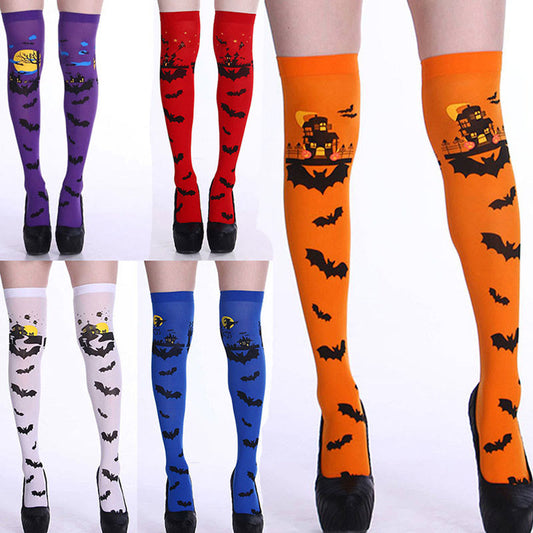 Halloween Haunted Bats Thigh High Knee Socks(5 Pairs)