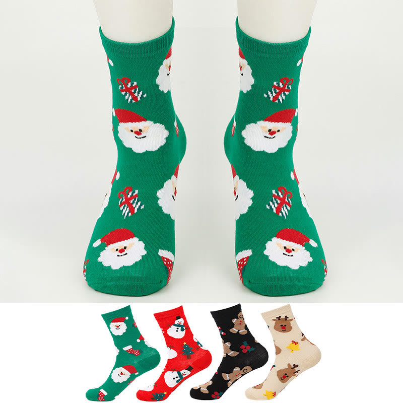 Plus Size Cute Christmas Quarter Socks(4 Pairs)