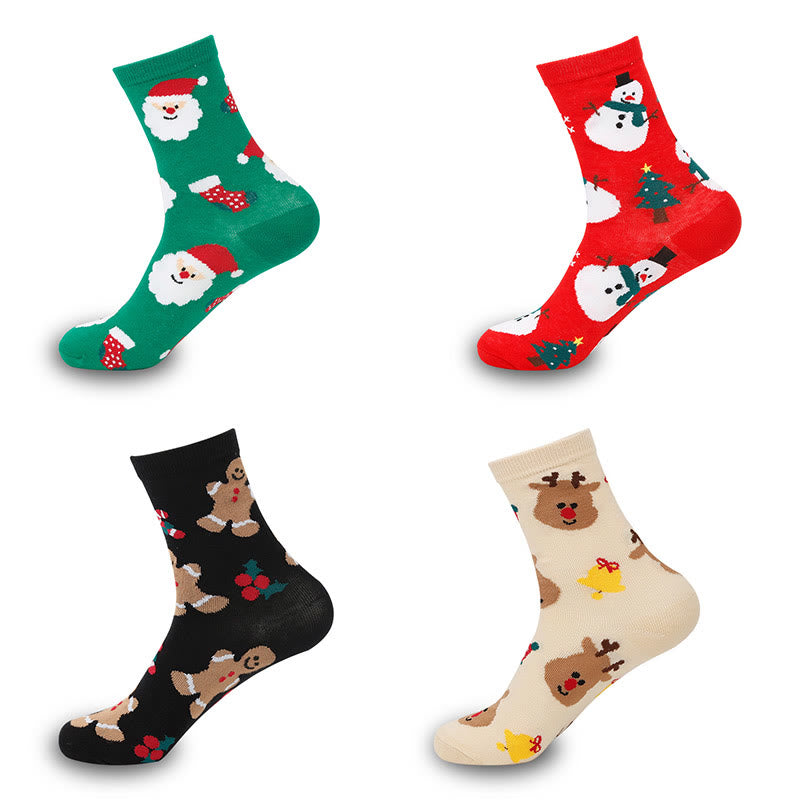 Plus Size Cute Christmas Quarter Socks(4 Pairs)