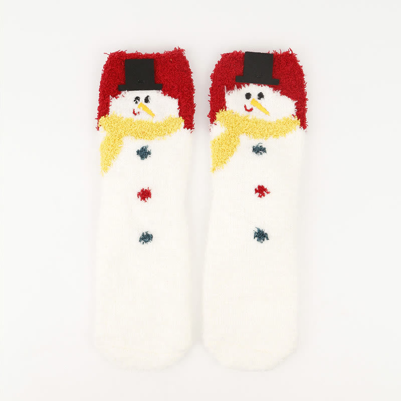 Plus Size Christmas Warm Coral Fleece Quarter Socks(3 Pairs)