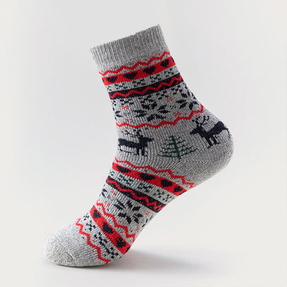 Christmas Elk Snowflake Quarter Socks(6 Pairs)