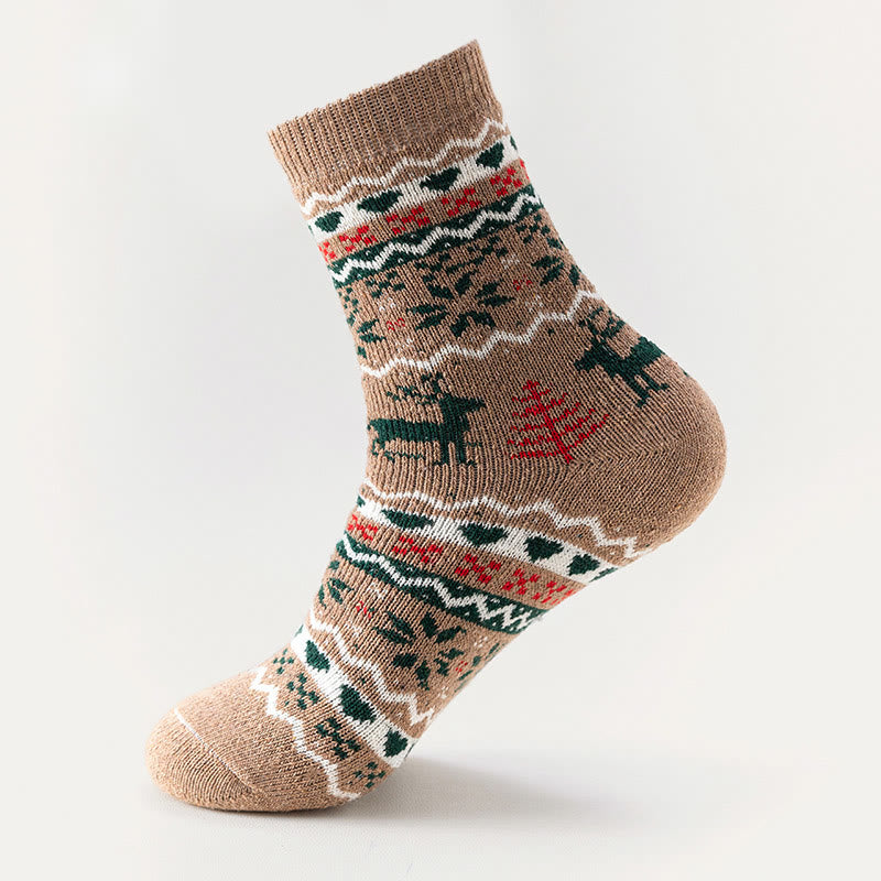 Christmas Elk Snowflake Quarter Socks(6 Pairs)