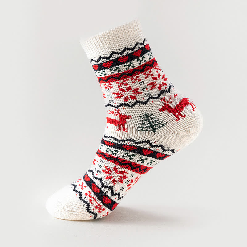 Christmas Elk Snowflake Quarter Socks(6 Pairs)