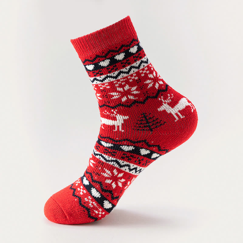 Christmas Elk Snowflake Quarter Socks(6 Pairs)