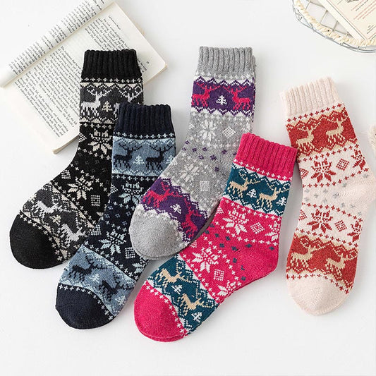 Christmas Elk Series Quarter Socks(5 Pairs)