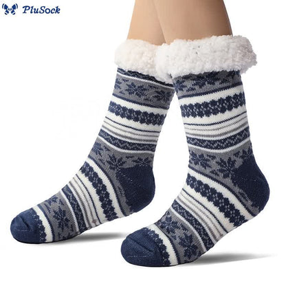 Plus Size Snowflake Color Matching Slipper Socks(2 Pairs)