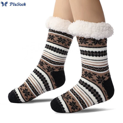 Plus Size Snowflake Color Matching Slipper Socks(2 Pairs)