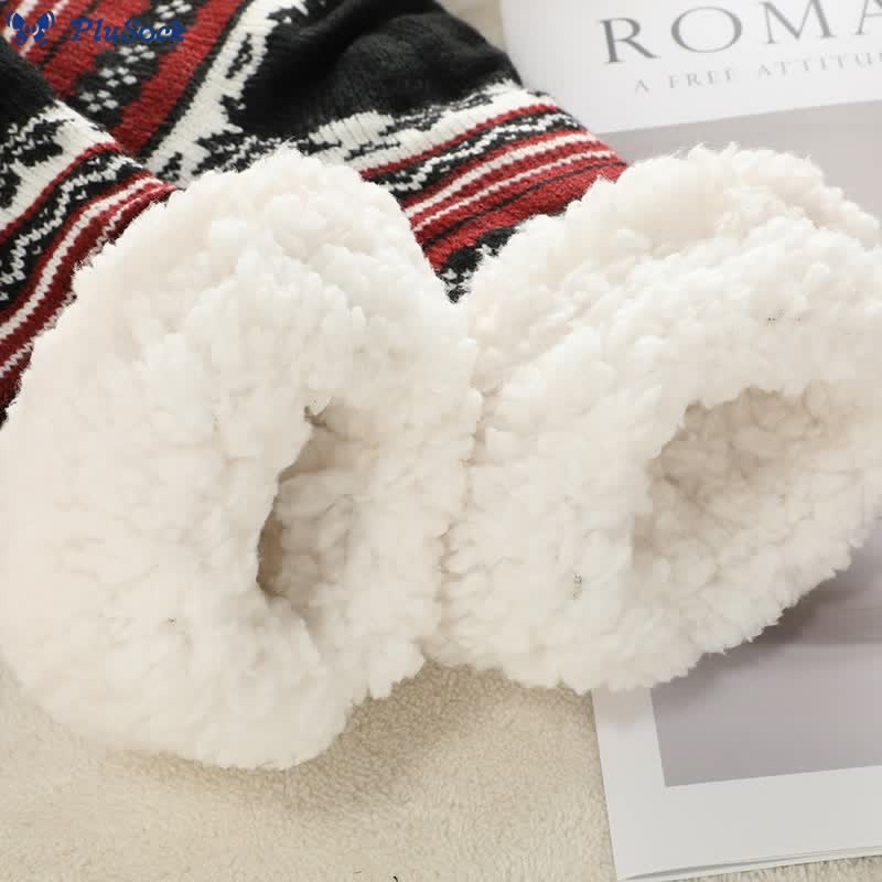 Plus Size Snowflake Color Matching Slipper Socks(2 Pairs)