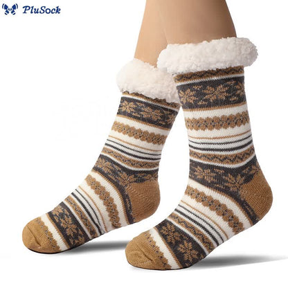 Plus Size Snowflake Color Matching Slipper Socks(2 Pairs)