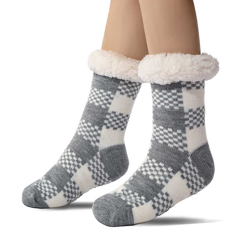 Plus Size Grid Slipper Socks