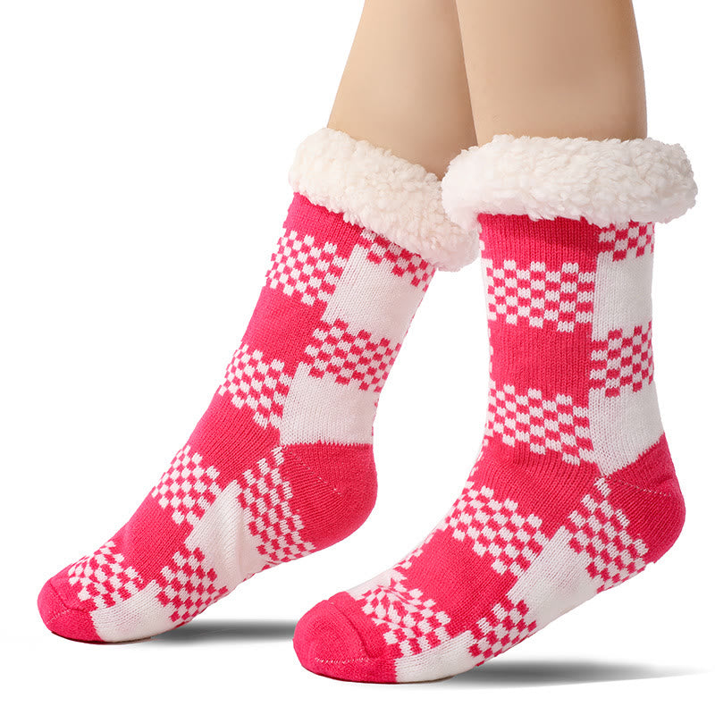 Plus Size Grid Slipper Socks