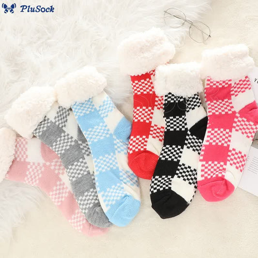 Plus Size Grid Slipper Socks(2 Pairs)