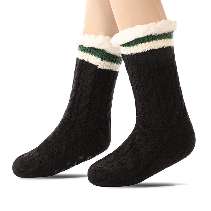 Pure Color Lambskin Slipper Socks