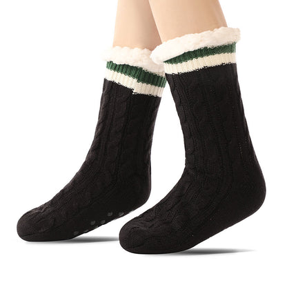 Pure Color Lambskin Slipper Socks