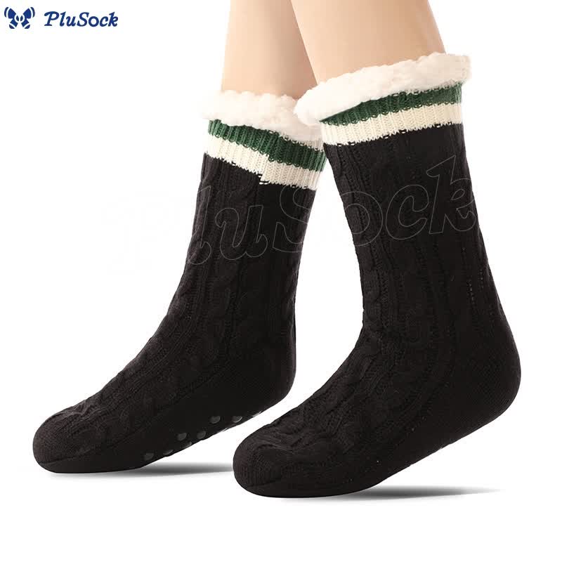 Pure Color Lambskin Slipper Socks