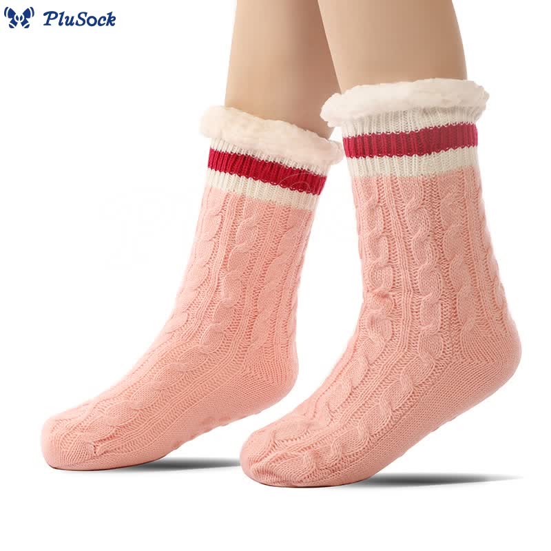 Pure Color Lambskin Slipper Socks