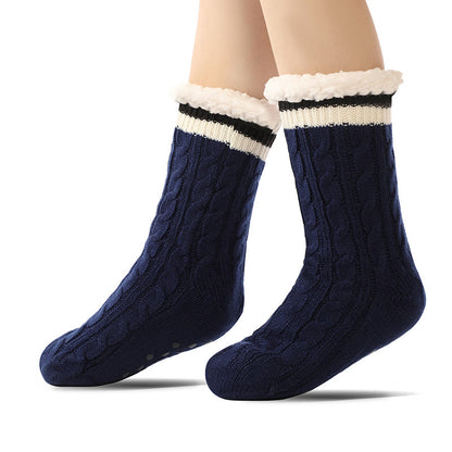 Pure Color Lambskin Slipper Socks