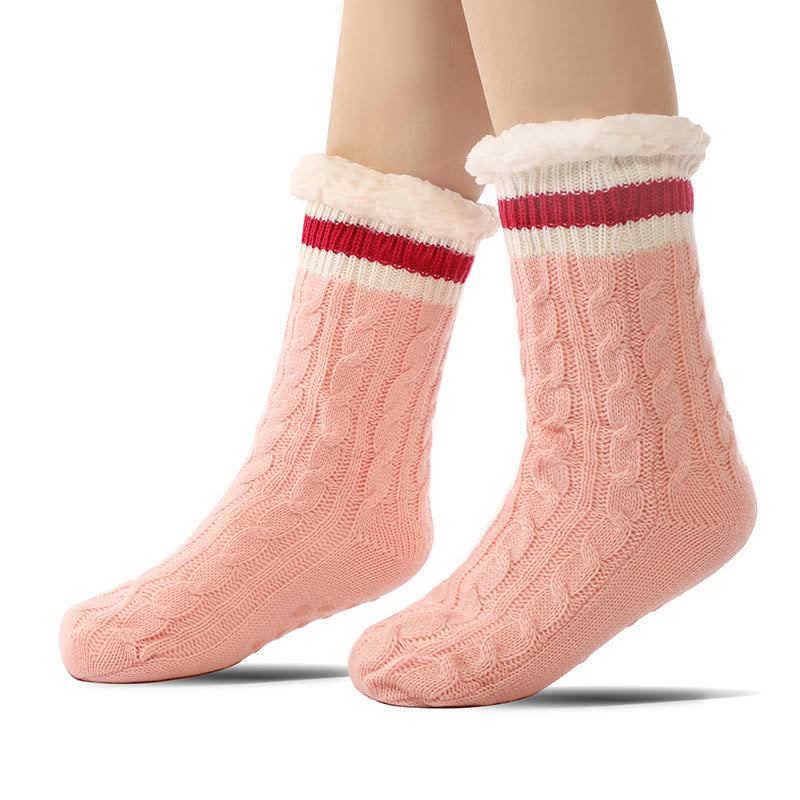 Pure Color Lambskin Slipper Socks